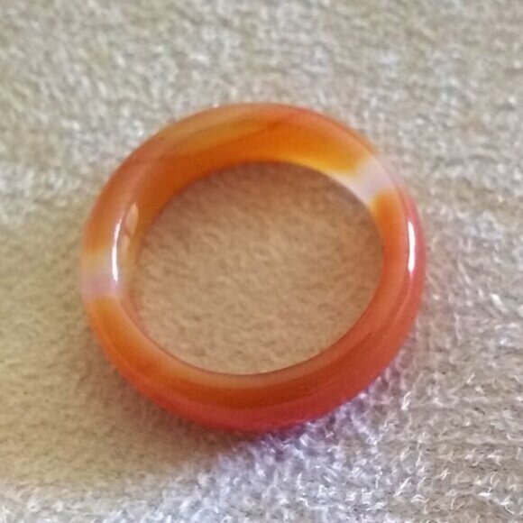 Tangerine & Orange! Banded Agate Stone Band Sz 7 ~ Friendship Ring ~ Stack Rings - Picture 8 of 10